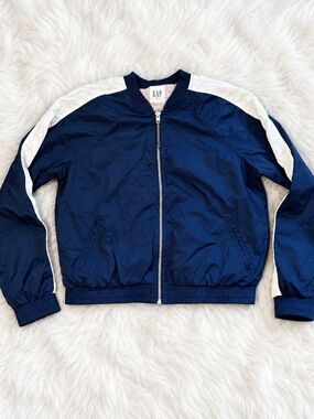 GAP Navy Blue Bomber Jacket with White Shoulder Panels